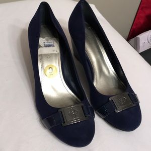 BCBG Navy suede wedge heels, 9